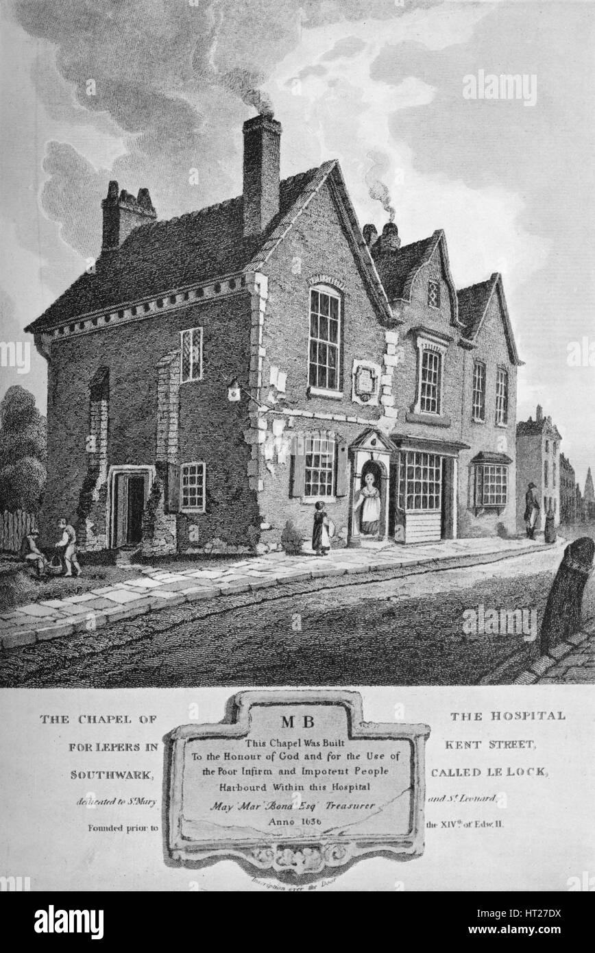 Kapelle des Krankenhauses für Leprakranke in Kent Street, Southwark, c1813 (1906). Künstler: C John M Whichelo. Stockfoto