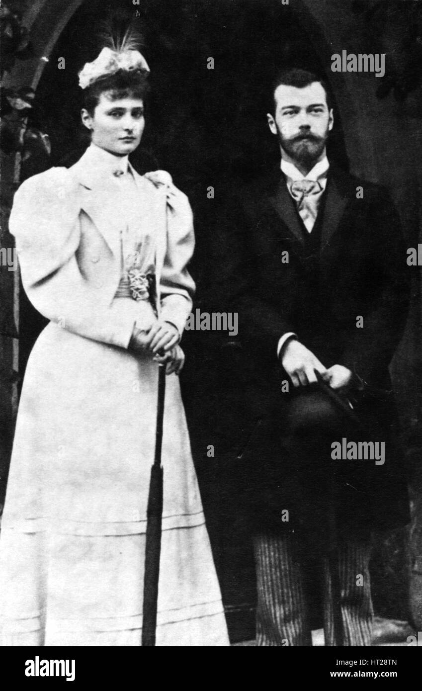 Zarin Alexandra Feodorovna und Tsar Nicholas II von Rußland, 1900.  Künstler: unbekannt. Stockfoto