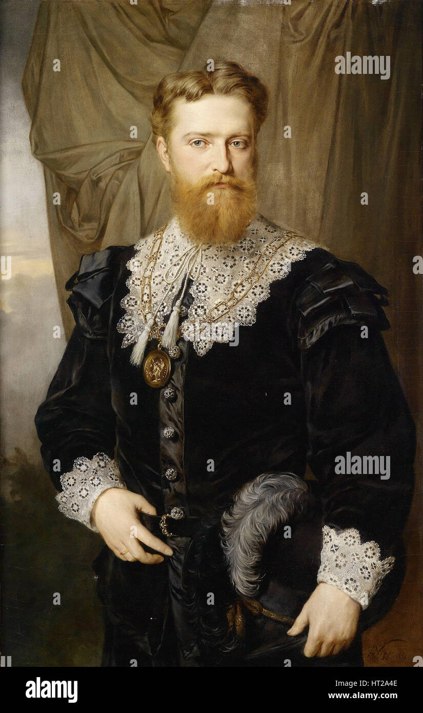 Porträt von Karl Lueger (1844-1910) In historischen Kostümen, 1876. Künstler: Nigg, Hermann (1849-1928) Stockfoto