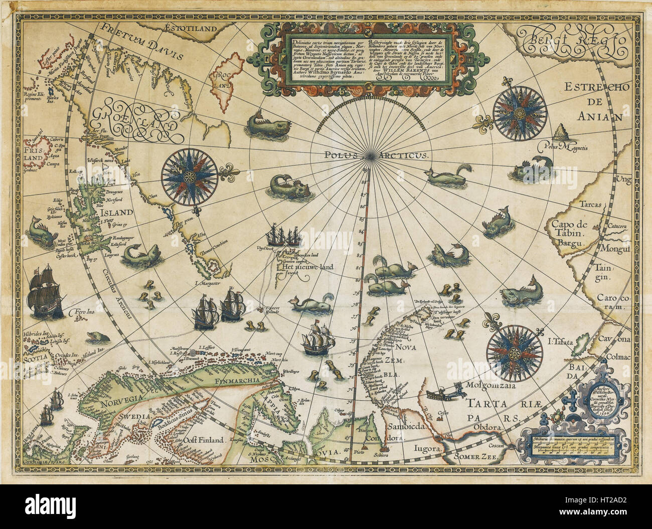 Karte von Willem Barentsz dritte Reise, 1598. Künstler: Claesz, Cornelis (ca. 1551-1609) Stockfoto