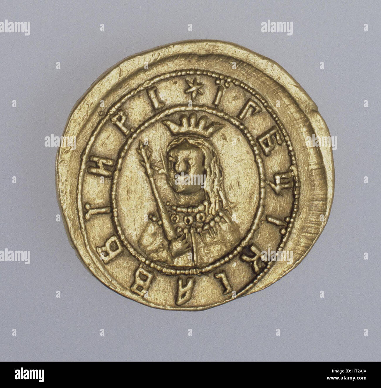 Goldmünze des Regent Sophia Alekseyevna, 1682 bis 1687. Künstler: Numismatik, russische Münzen Stockfoto