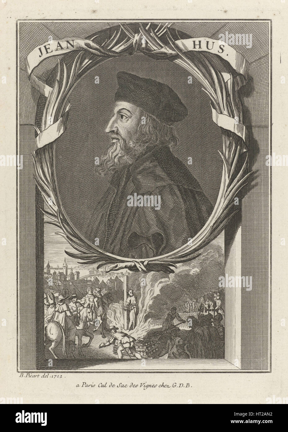 Portrait von Johannes Hus, ca 1720. Artist: Picart, Bernard (1673 - 1733) Stockfoto