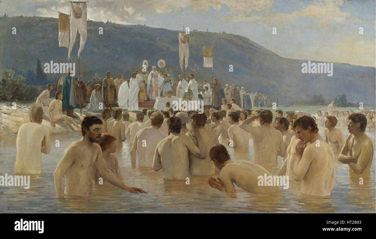 Die Taufe von Russland, 1887. Künstler: Navozov, Wassili Iwanowitsch (1862 – 1919) Stockfoto