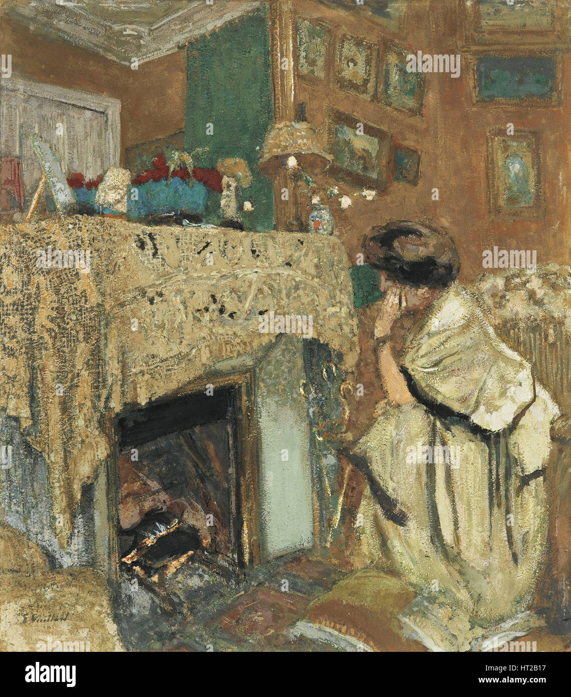 Madame Hessel am Kamin, 1917-1918. Künstler: Vuillard, Édouard (1868-1940) Stockfoto