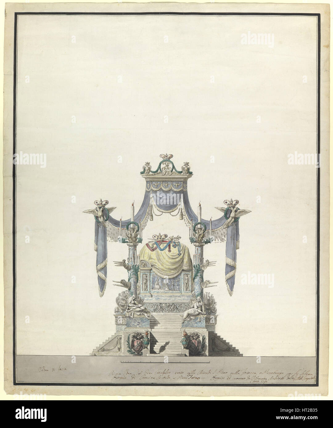 Katafalk für die Kaiserin Katharina die große (1729-1796), 1796. Künstler: Brenna, Vincenzo (1745-1820) Stockfoto