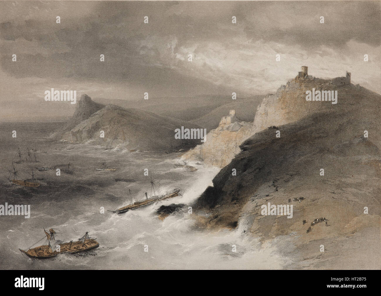 Sturm in der Bucht von Balaklawa am 14. November 1854, 1855. Künstler: Simpson, William (1832-1898) Stockfoto
