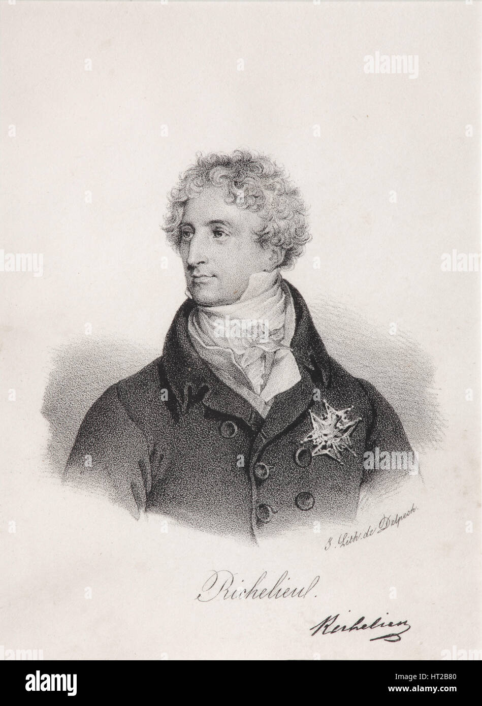 Porträt von Armand Emmanuel du Plessis, Duc de Richelieu, der 1820er Jahre. Künstler: Delpech, François Séraphin (1778-1825) Stockfoto