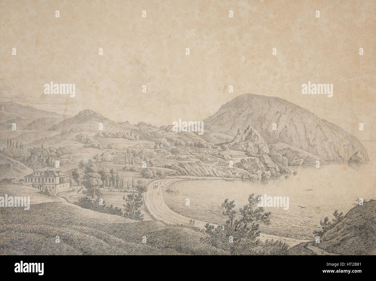 Ansicht der Manor Estate von Armand Emmanuel du Plessis, duc de Richelieu in Gursuf, 1810er. Artist: Kügelgen, Carl Ferdinand von (1772-1832) Stockfoto