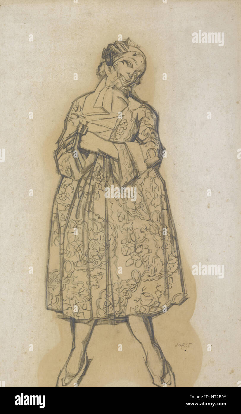 Kostümbild für das Ballett Les Femmes de Bonne Humeur (die Good-Humoured Damen), 1917. Künstler: Bakst, Léon (1866-1924) Stockfoto