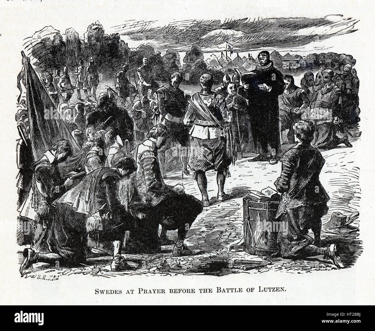 Schweden im Gebet vor der Schlacht von Lützen, 1882. Künstler: anonym Stockfoto