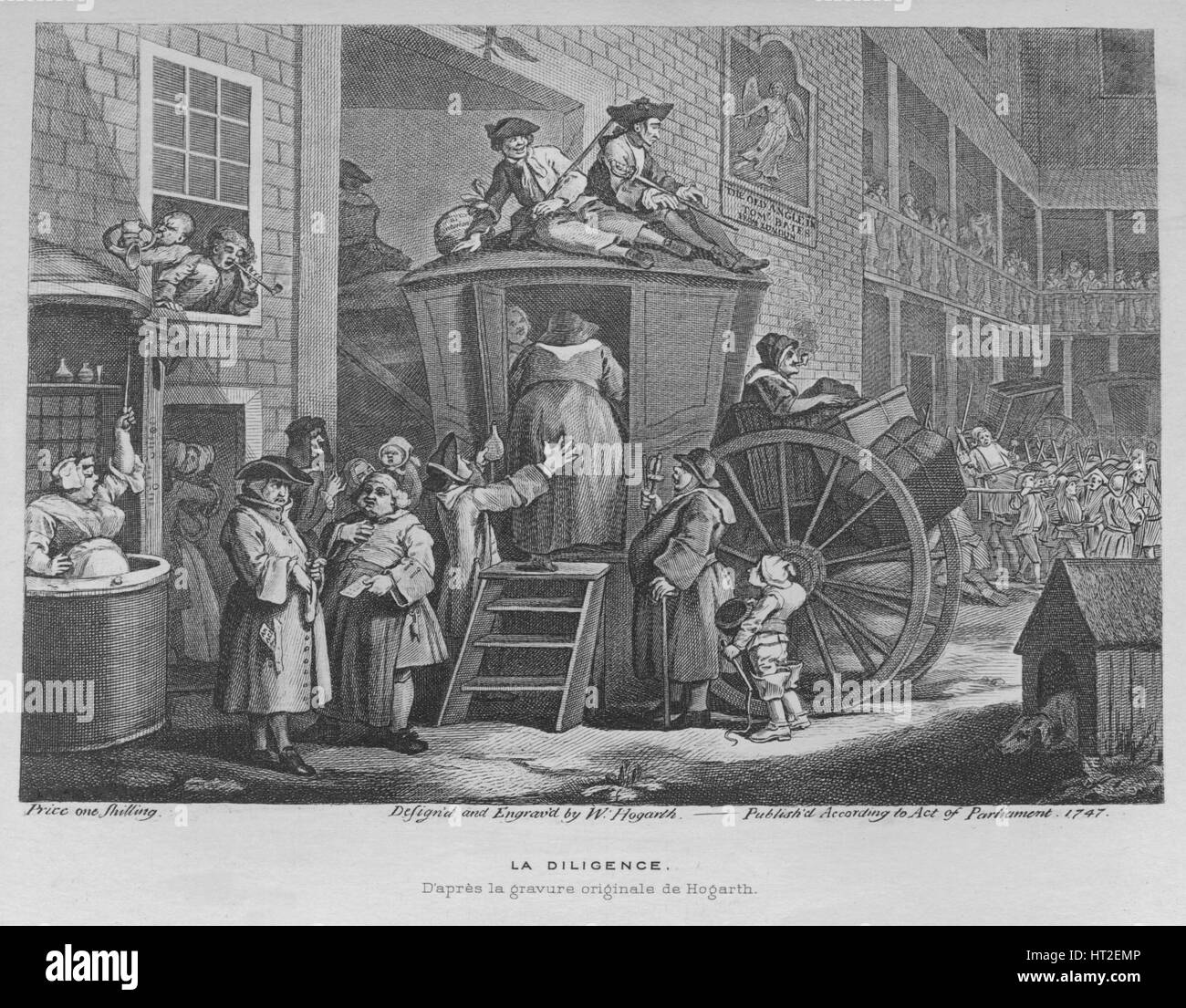 "Stage Coach oder Country Inn Hof", 1747. Künstler: William Hogarth. Stockfoto
