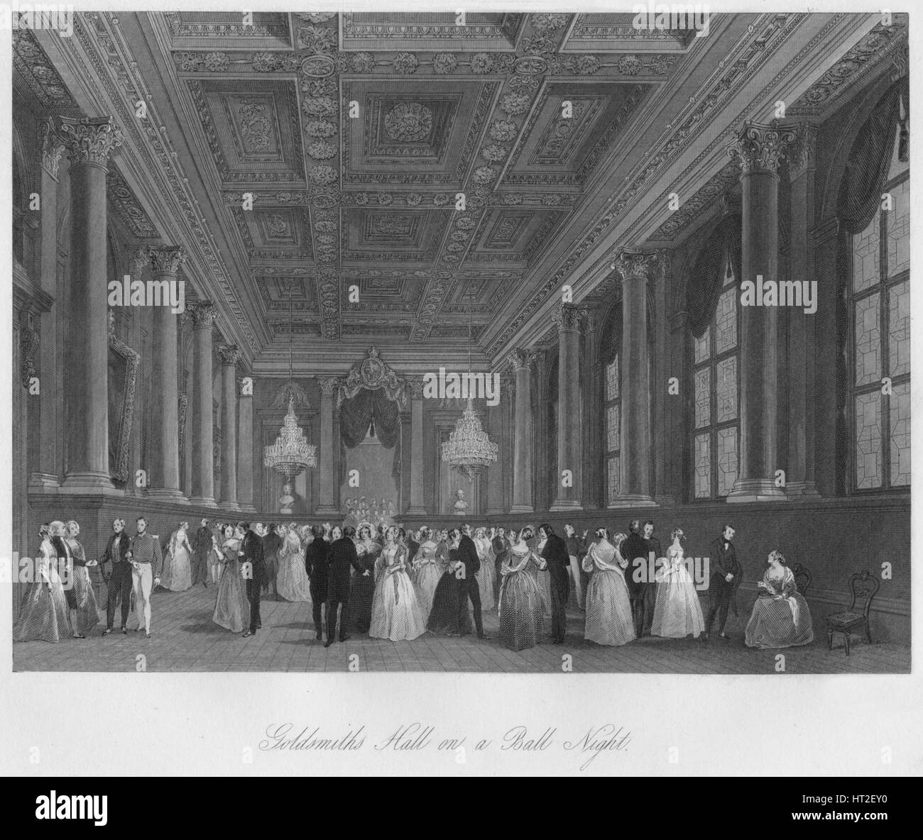 "Goldsmith Hall auf eine Ballnacht", c1841. Künstler: Henry Melville. Stockfoto