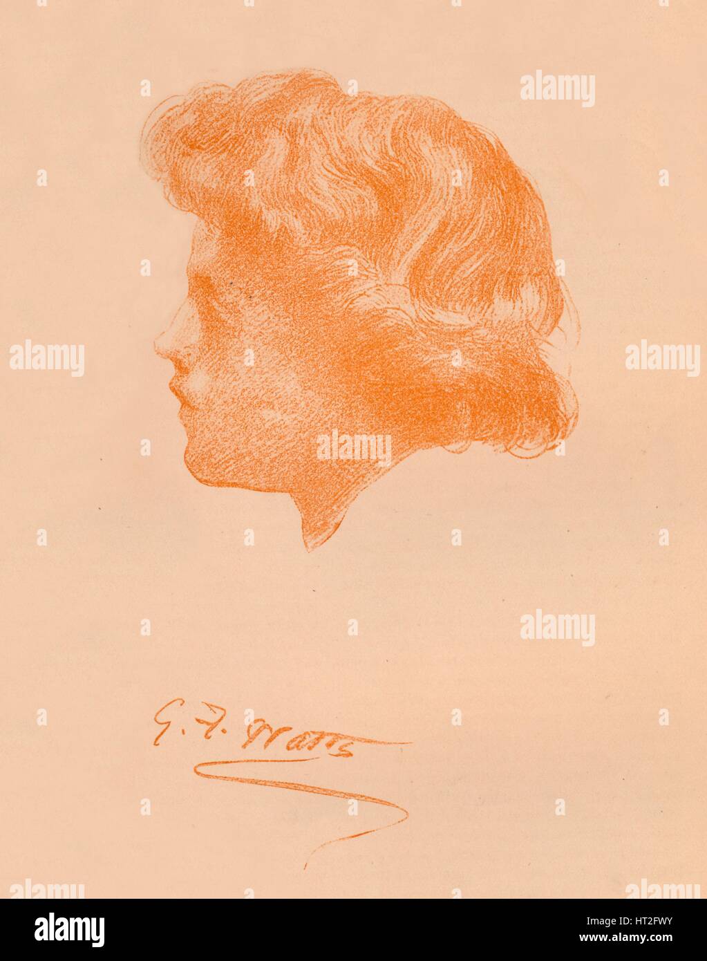 "Kopf-Sketch", c1895, (1896). Künstler: George Frederick Watts. Stockfoto