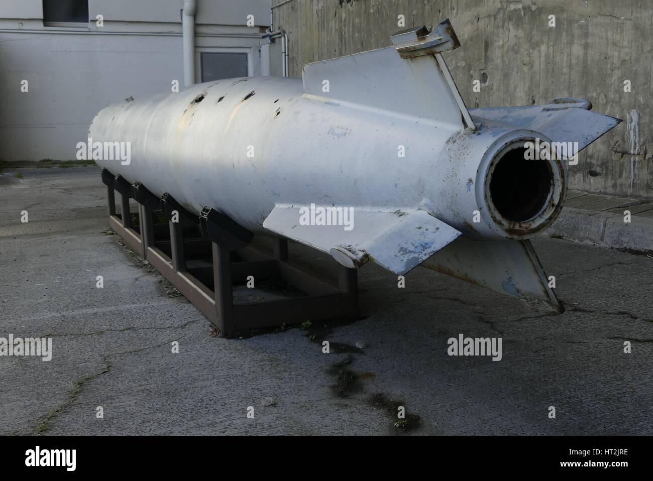 Details der deutschen u-Boot-Torpedo verwendet während des zweiten Weltkriegs ausgestellt an der früheren deutschen u-Boot-Basis von Lorient, Bretagne, Frankreich Stockfoto