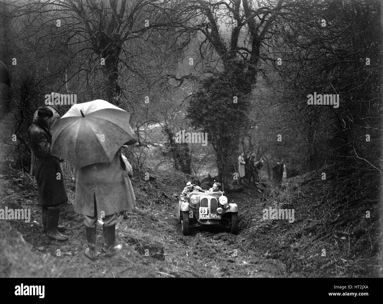 1937 Teilnahme Petersfield Trial, 1938 Frazer-Nash BMW 319/55. Künstler: Bill Brunell. Stockfoto