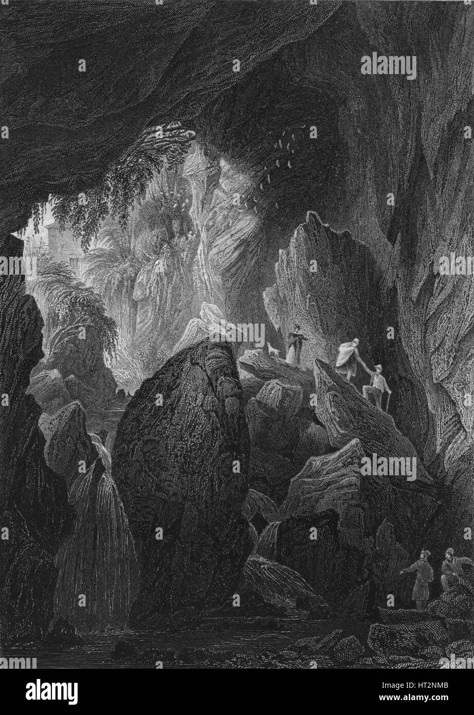 "Dunold Mühle-Hole, in der Nähe von Lancaster", 1845. Künstler: Robert Sands. Stockfoto