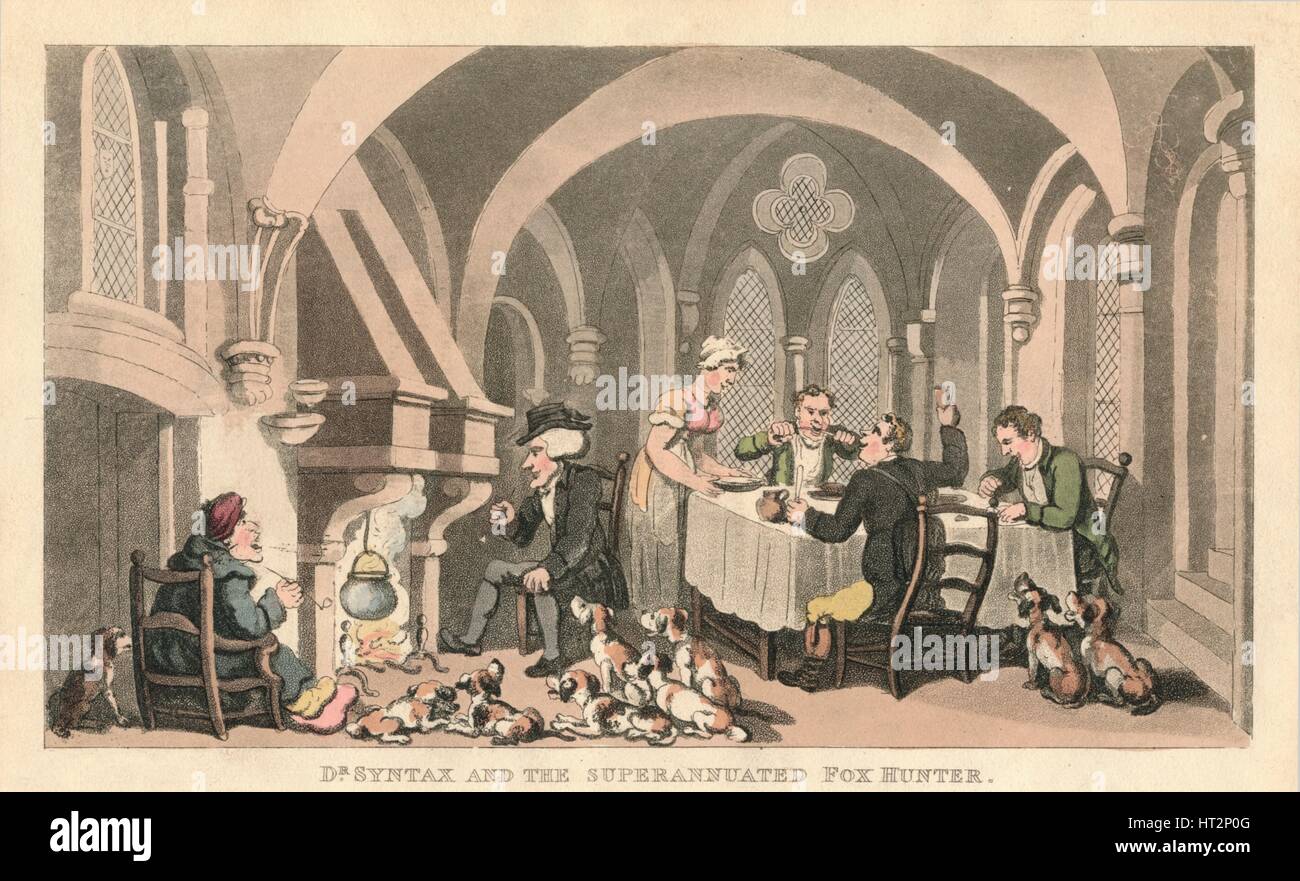 "Dr Syntax und die überalterten Fox Hunter", 1820. Künstler: Thomas Rowlandson. Stockfoto
