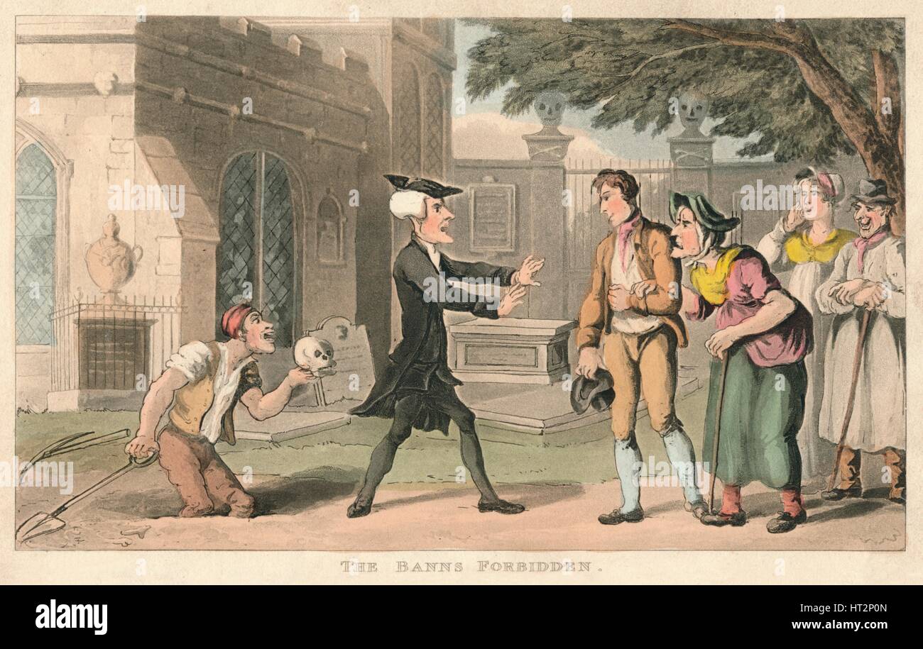 "Das Aufgebot verboten", 1820. Künstler: Thomas Rowlandson. Stockfoto