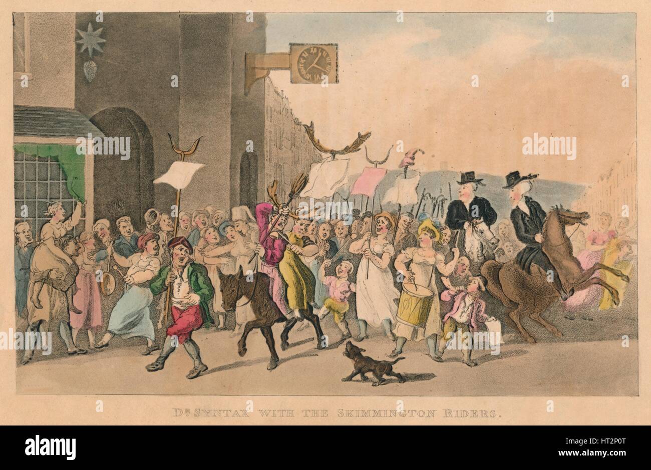 "Dr Syntax mit den Skimmington-Fahrern", 1820. Künstler: Thomas Rowlandson. Stockfoto