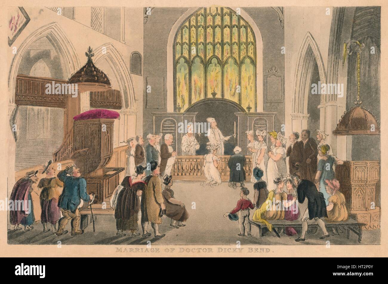 'Ehe der Arzt Dicky Bend', 1820. Künstler: Thomas Rowlandson. Stockfoto