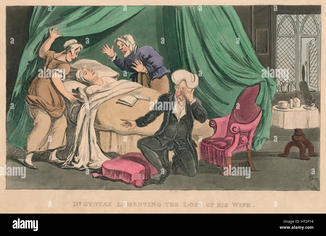 'Dr Syntax beklagen den Verlust seiner Frau', 1820. Künstler: Thomas Rowlandson. Stockfoto
