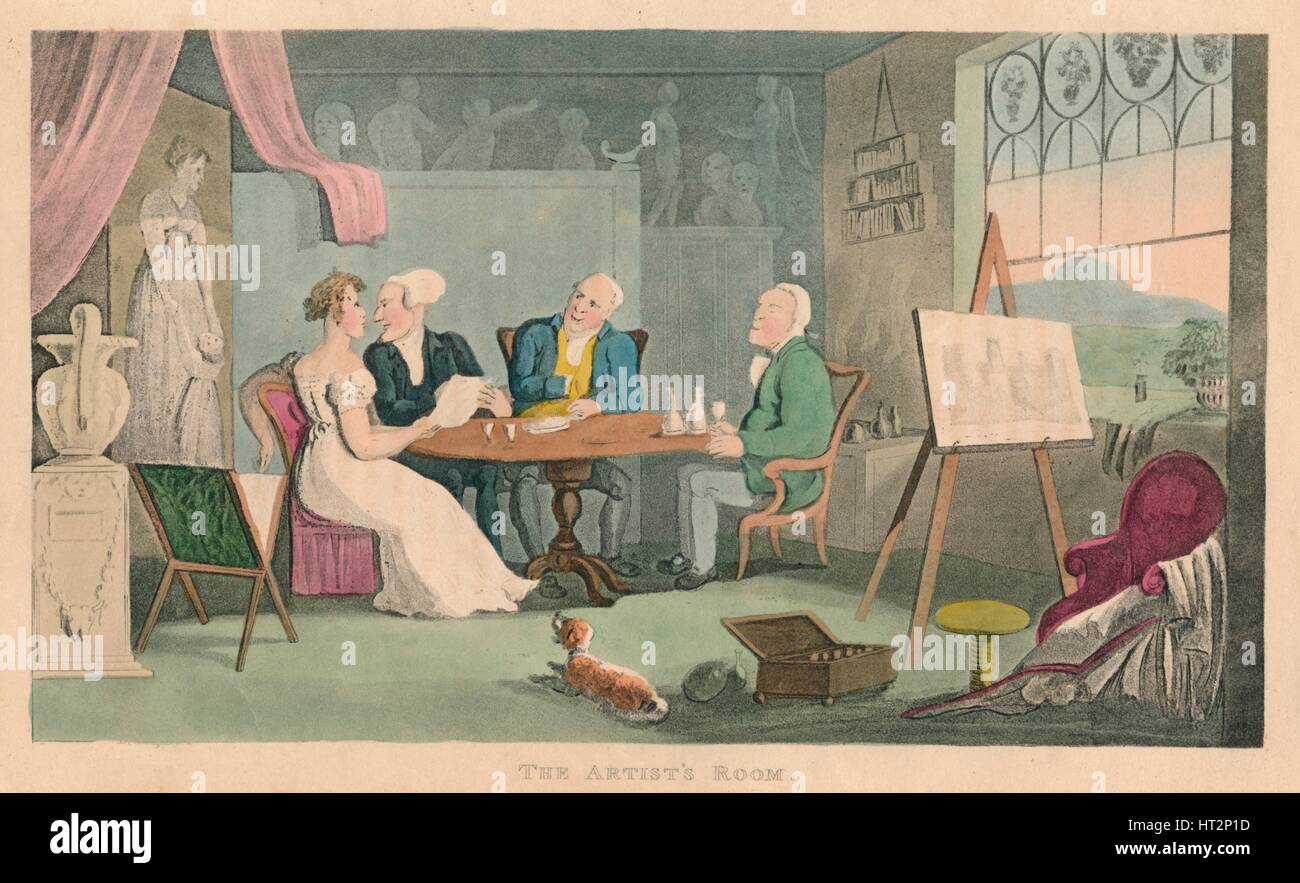 "Des Künstlers Room", 1820. Künstler: Thomas Rowlandson. Stockfoto
