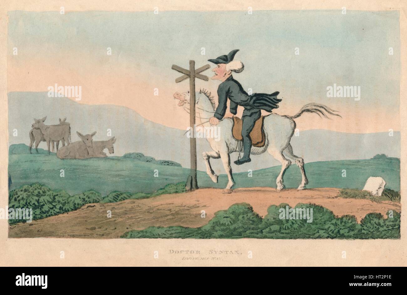 "Doktor Syntax, seinen Weg zu verlieren", 1820. Künstler: Thomas Rowlandson. Stockfoto