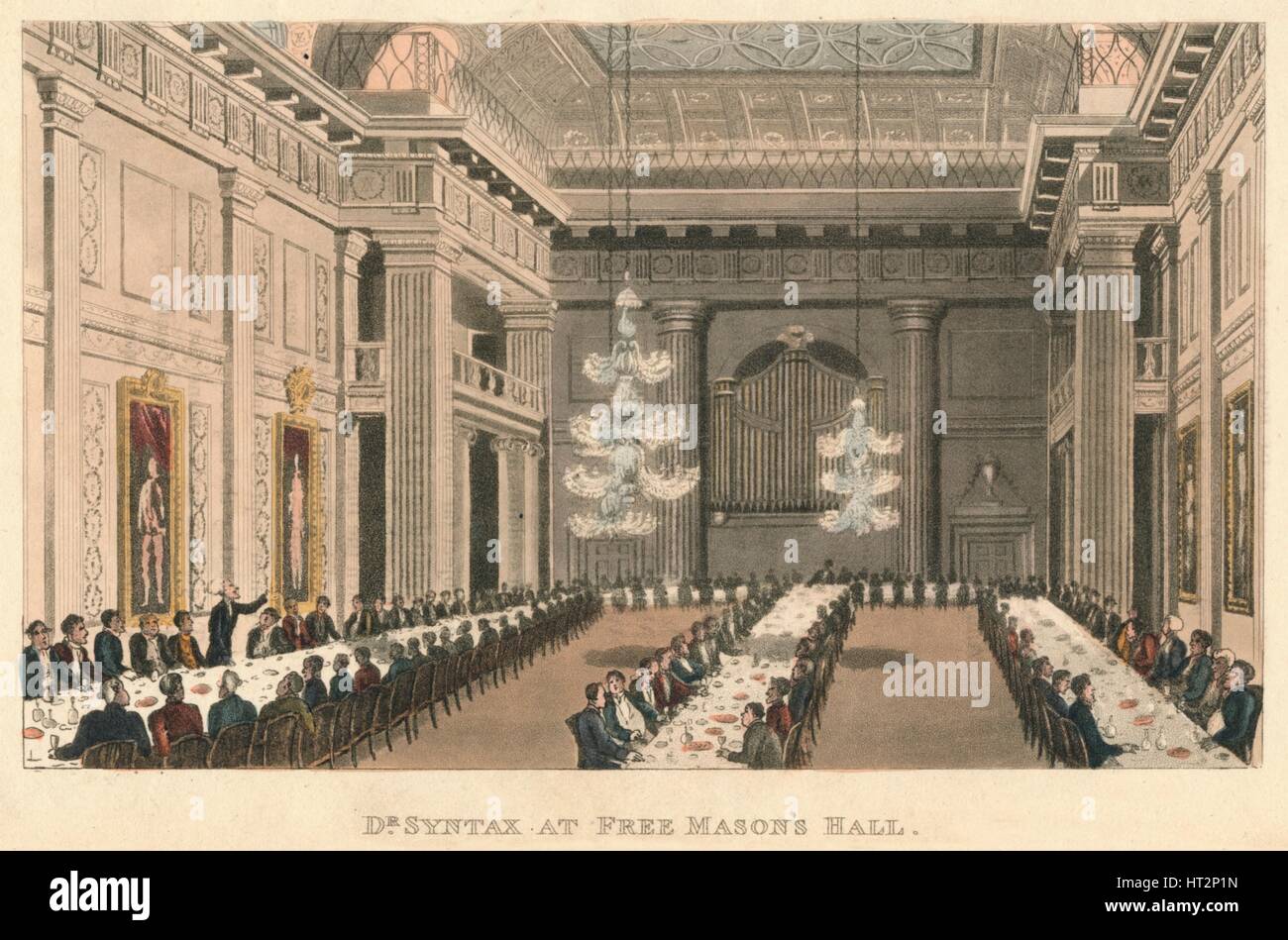 'Dr Syntax in freie Maurer Hall', 1820. Künstler: Thomas Rowlandson. Stockfoto