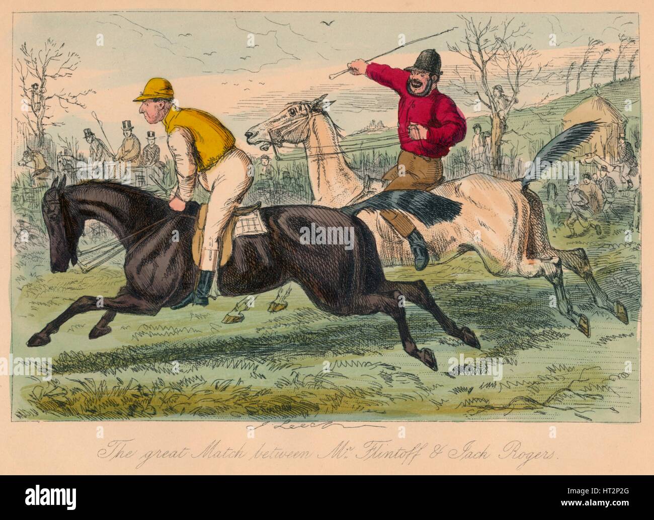 "The Great Match zwischen Mr Flintoff & -Jack Rogers', 1858. Künstler: John Leech. Stockfoto