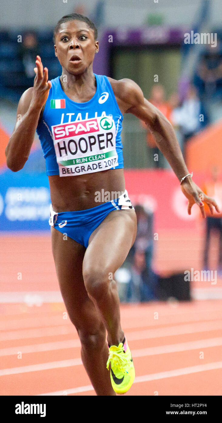 Belgrad, Serbien. 5. März 2017. Lisa Mayer von Italien auf 60m Frauen, Halbfinale 2 am dritten Tag von den 2017 Leichtathletik-Halleneuropameisterschaften in der Kombank-Arena am 5. März 2017 in Belgrad, Serbien. Bildnachweis: Nikola Krstic/Alamy Live-Nachrichten Stockfoto