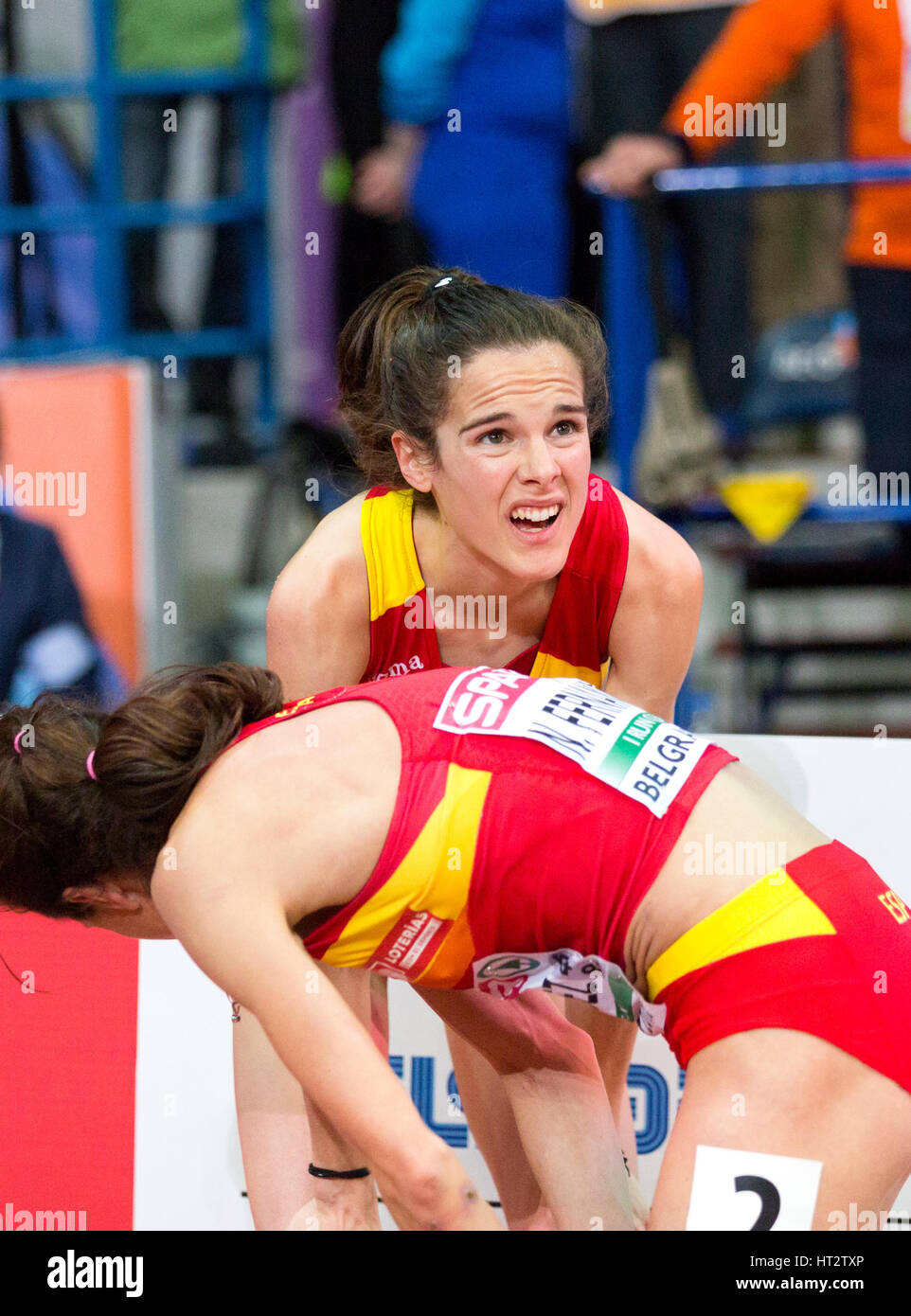 Belgrad, Serbien. 5. März 2017. Ana Lozano Spaniens auf 3000m Frauen, Finale am dritten Tag von den 2017 Leichtathletik-Halleneuropameisterschaften in der Kombank-Arena am 5. März 2017 in Belgrad, Serbien. Bildnachweis: Nikola Krstic/Alamy Live-Nachrichten Stockfoto