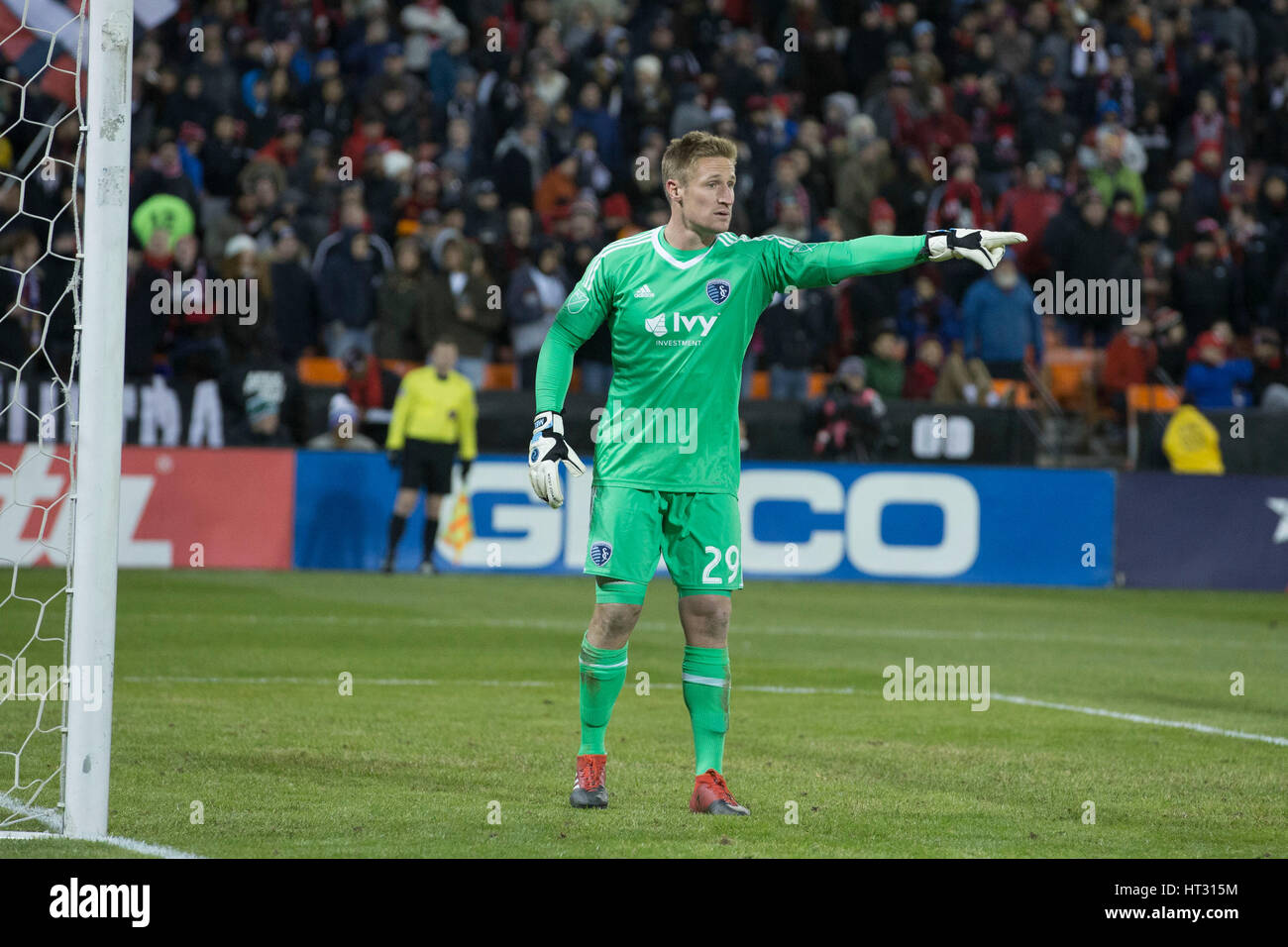 Sporting Kansas City Torwart Tim Melia (29) im RFK Stadium in Washington, D.C. auf Samstag, 4. März 2017. Stockfoto