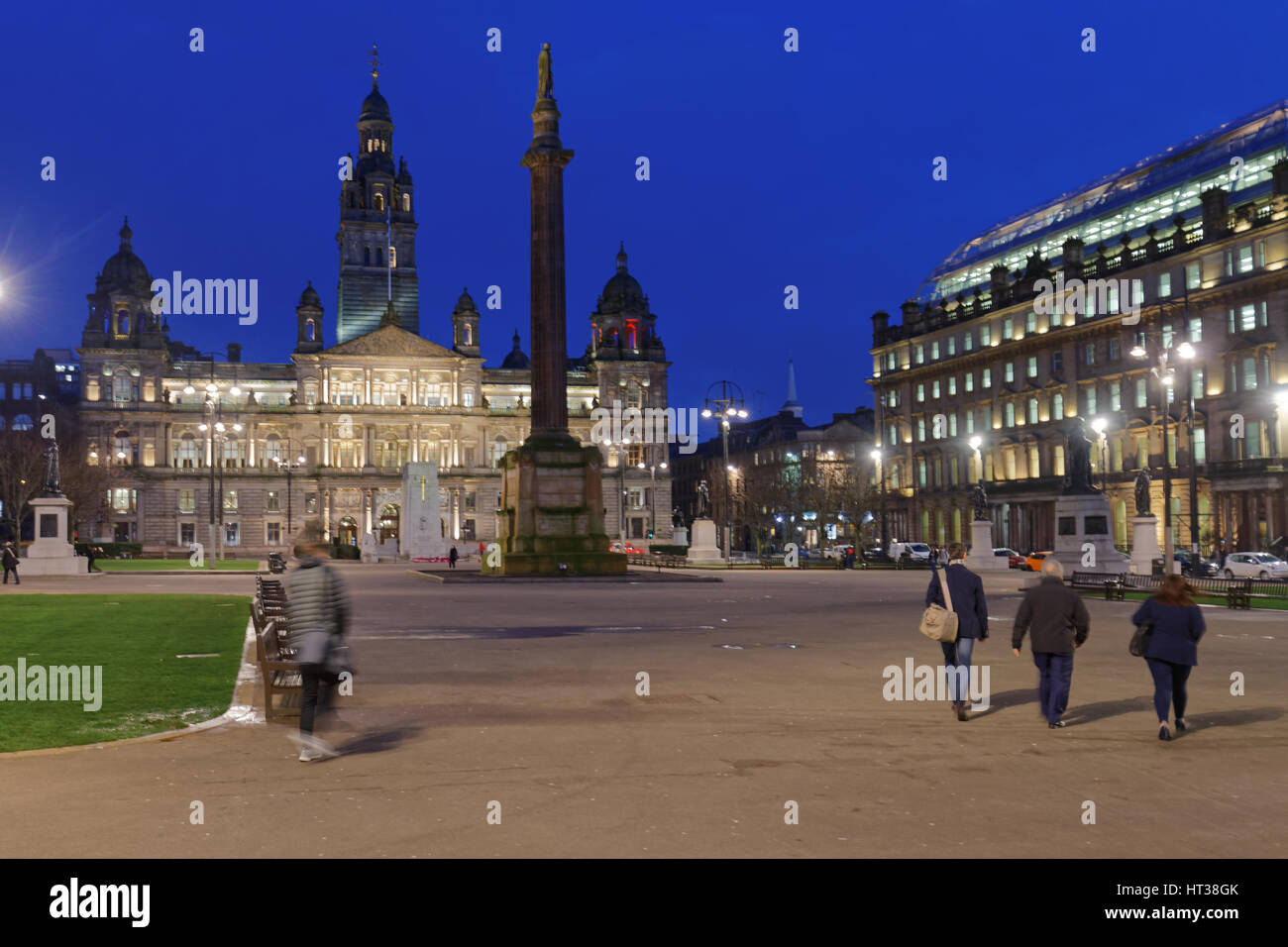 Glasgow George Square Panorama weit erschossen Stockfoto
