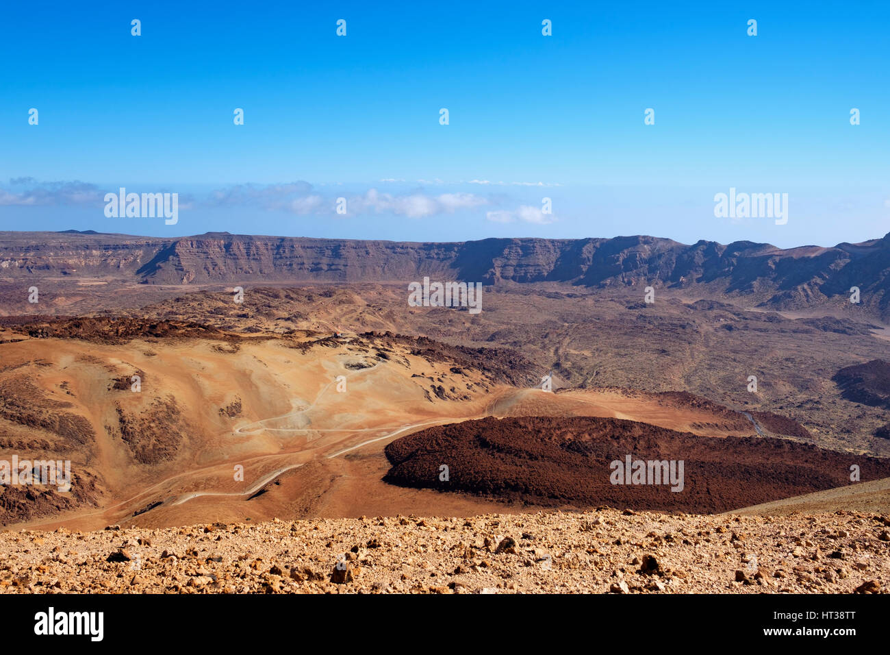 Caldera de Las Cañadas, Anzeigen von Montaña Blanca, Teide-Nationalpark Parque Nacional de Las Cañadas del Teide, Teneriffa Stockfoto