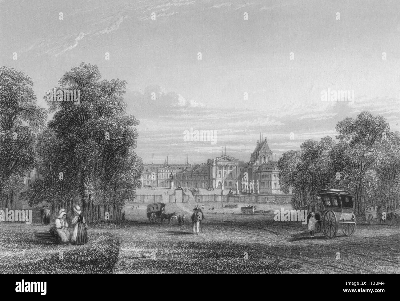 "Das Schloss von Versailles von Paris Avenue", 1839. Künstler: S Fisher. Stockfoto