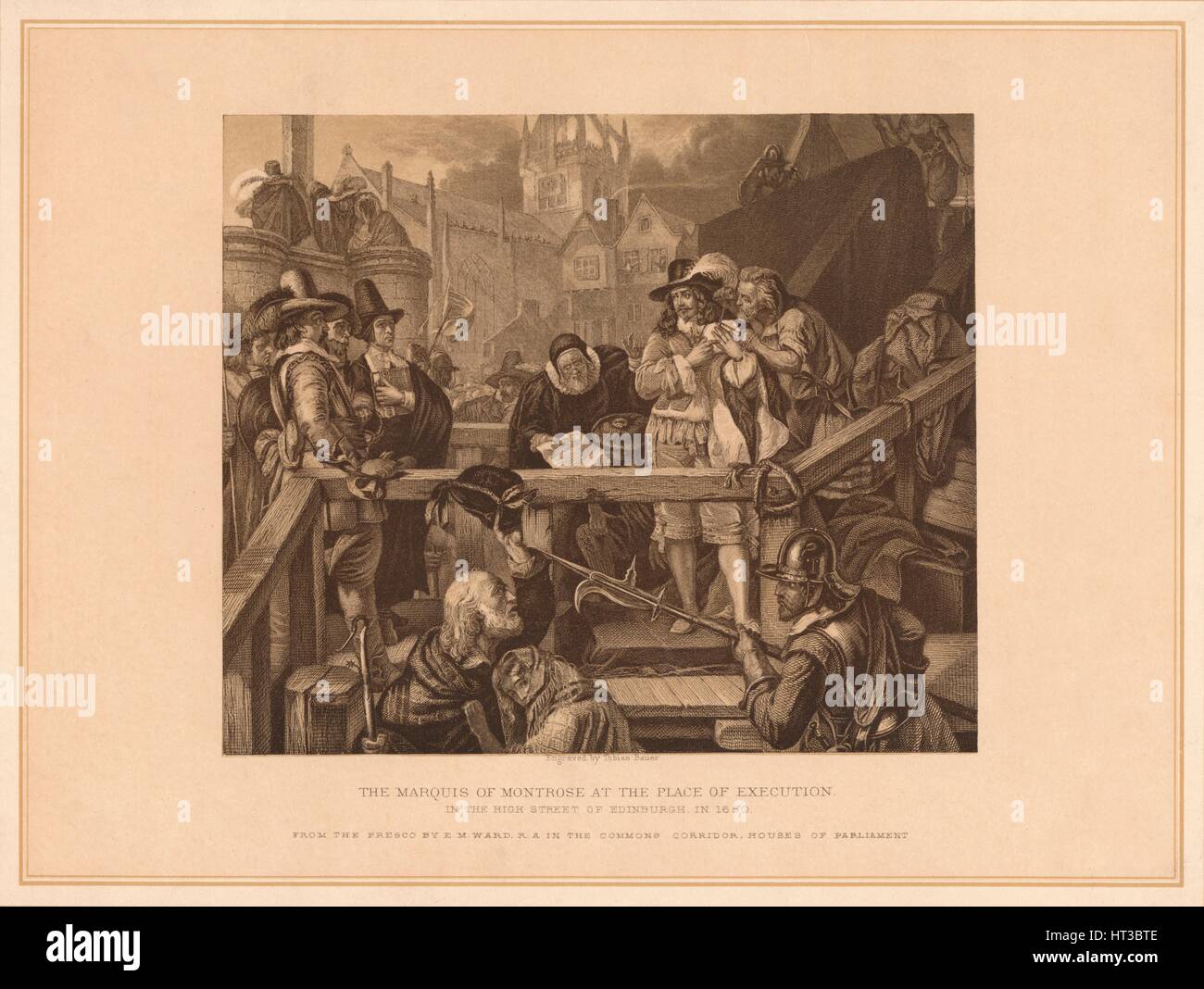 "Der Marquis von Montrose am Ort der Ausführung", 1650 (1878). Künstler: T Bauer. Stockfoto