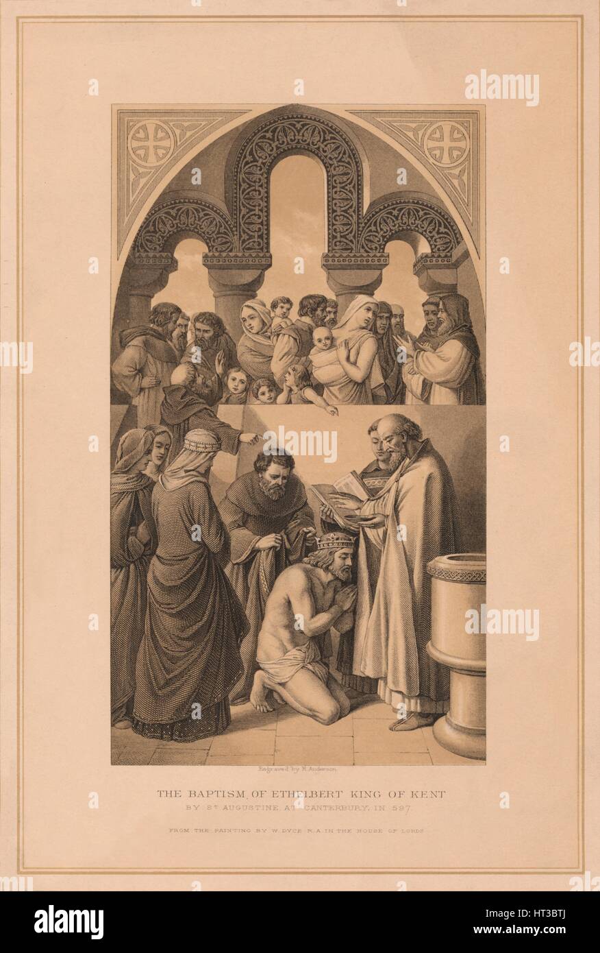 "Die Taufe von König Ethelbert von Kent", 597 (1878). Künstler: Robert Anderson. Stockfoto