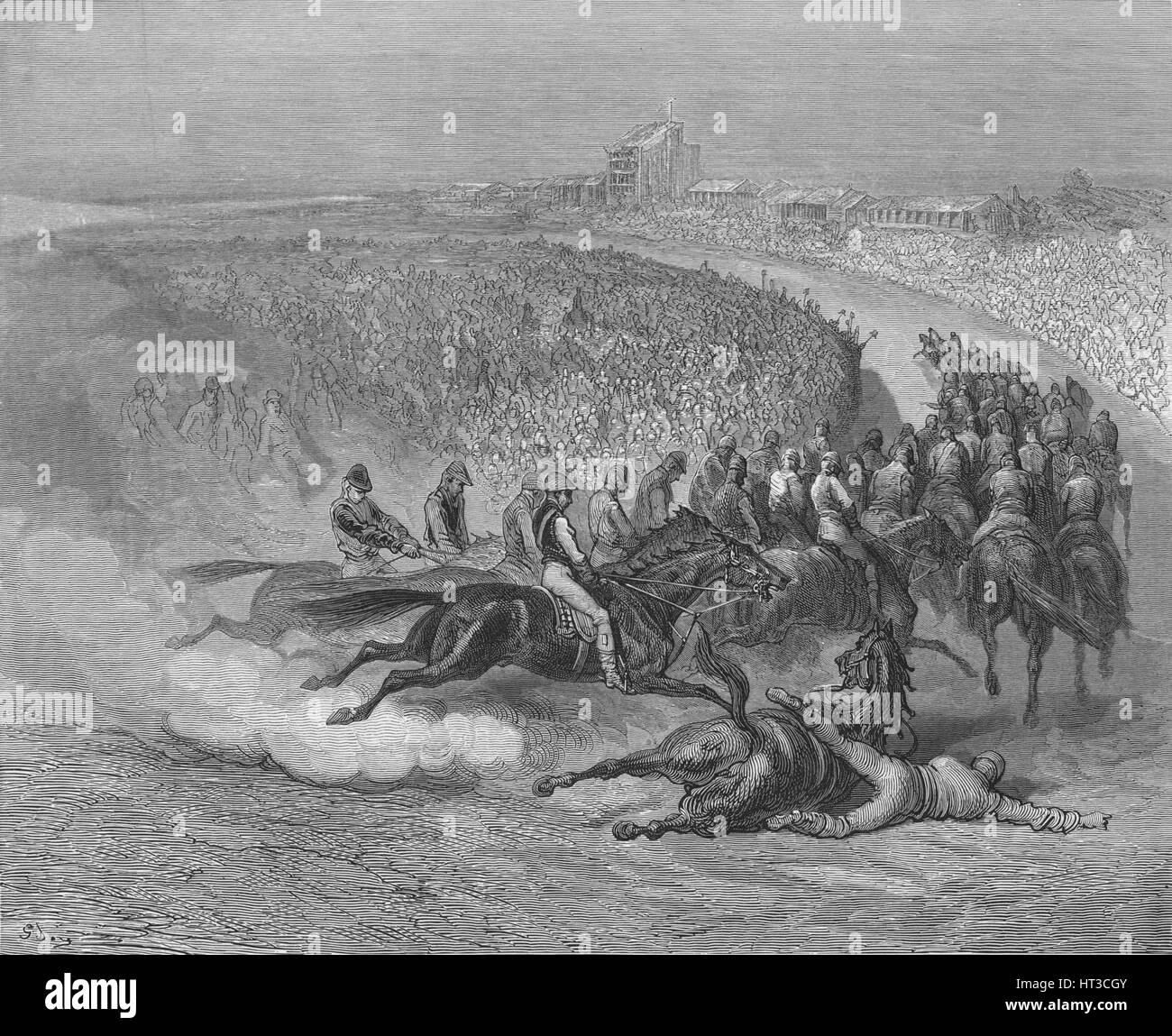 "Viktorianischen Derby am Tattenham Corner", 1872. Künstler: Gustave Doré. Stockfoto