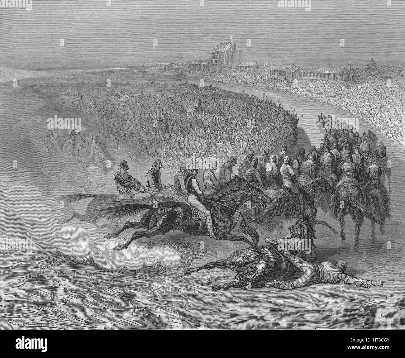 "Viktorianischen Derby am Tattenham Corner", 1872. Künstler: Gustave Doré. Stockfoto