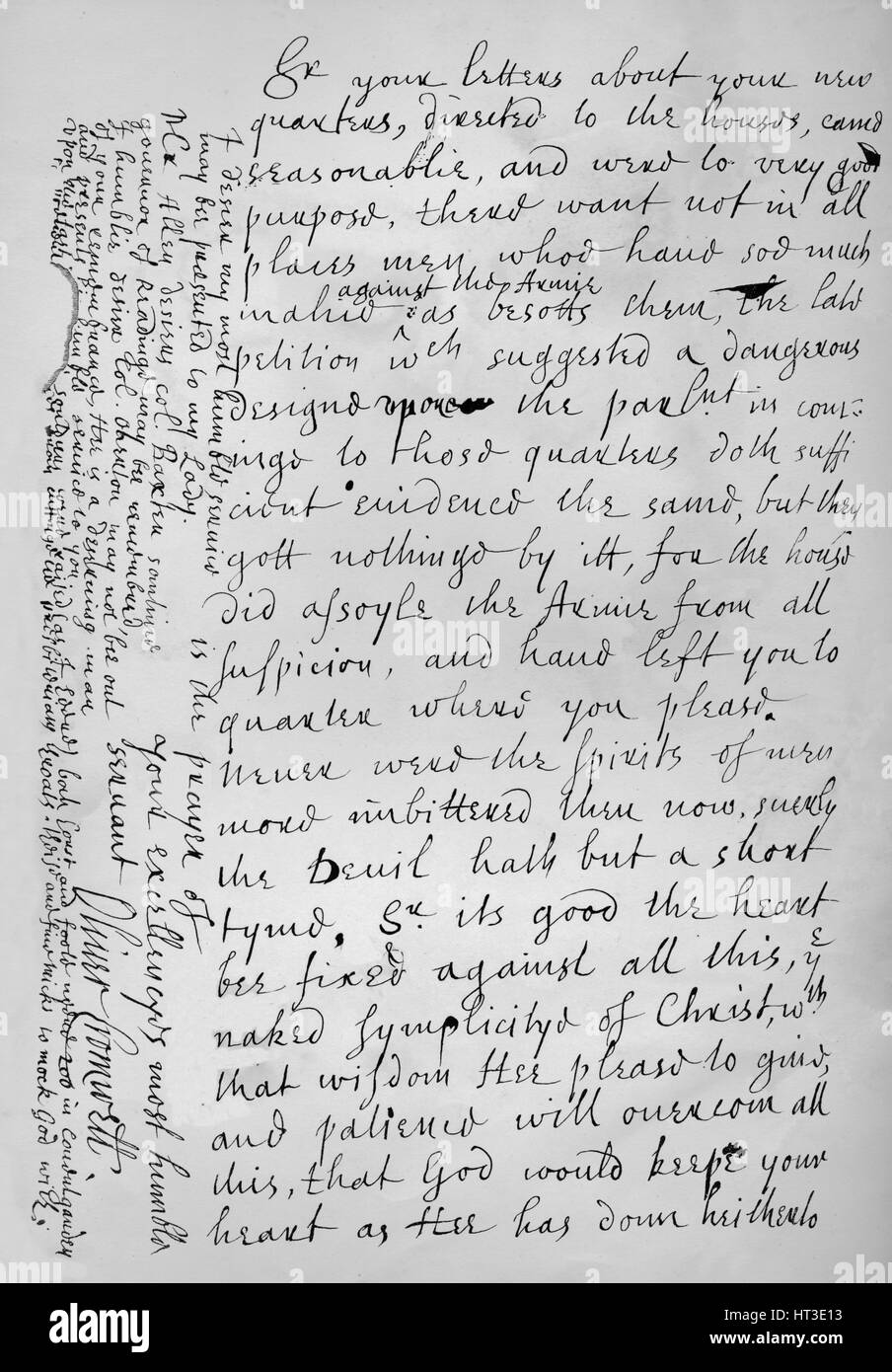 Brief von Oliver Cromwell, 17. Jahrhundert (1899).  Künstler: Oliver Cromwell. Stockfoto