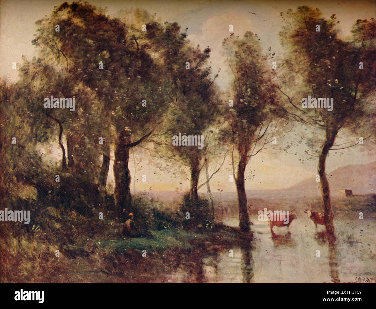 Tableau Toile Camille Corot - Un étang En Picardie, Prêt à Accrocher, Plusieurs Coloris