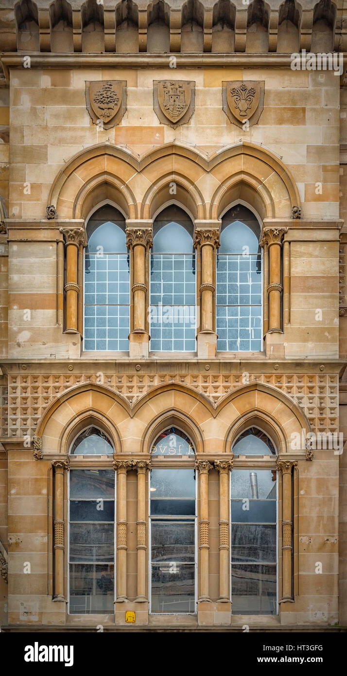 Die Fassade eines Teils der alten Börse Gebäude im Stadtzentrum von Glasgow, Schottland. Stockfoto