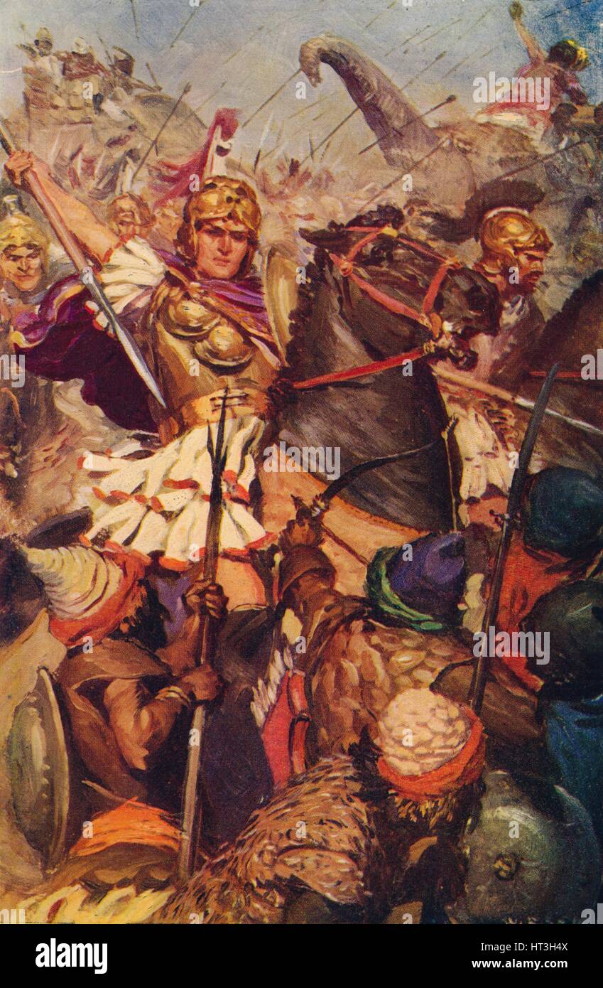 'Alexander in der Schlacht mit Poros' 326 v. Chr. (c1912). Künstler: unbekannt. Stockfoto