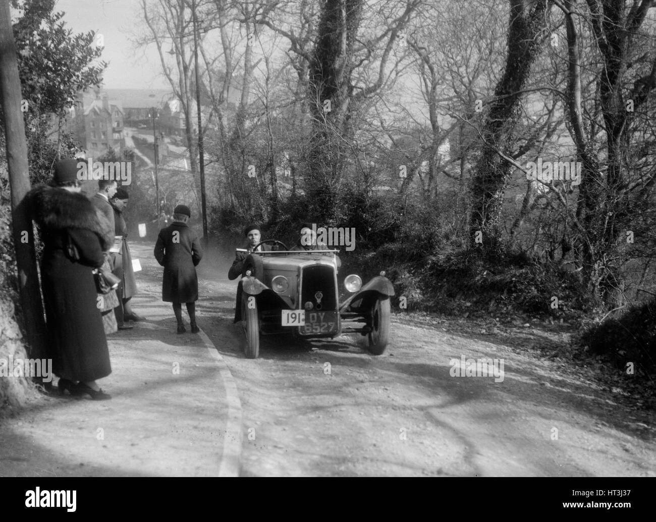 BSA 3-Wheeler von BRS Leake konkurrieren in der MCC-Lands End-Studie, 1936. Künstler: Bill Brunell. Stockfoto