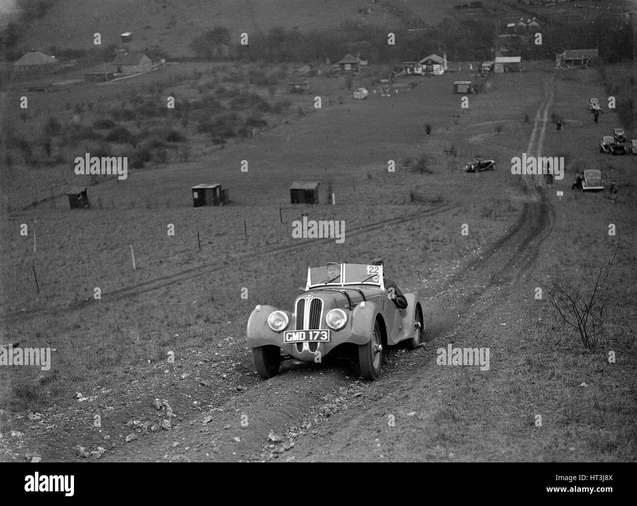 Frazer-Nash BMW 328 H Holz auf der London Motor Club Coventry Cup Trial, Knatts Hill, Kent, 1938. Künstler: Bill Brunell. Stockfoto