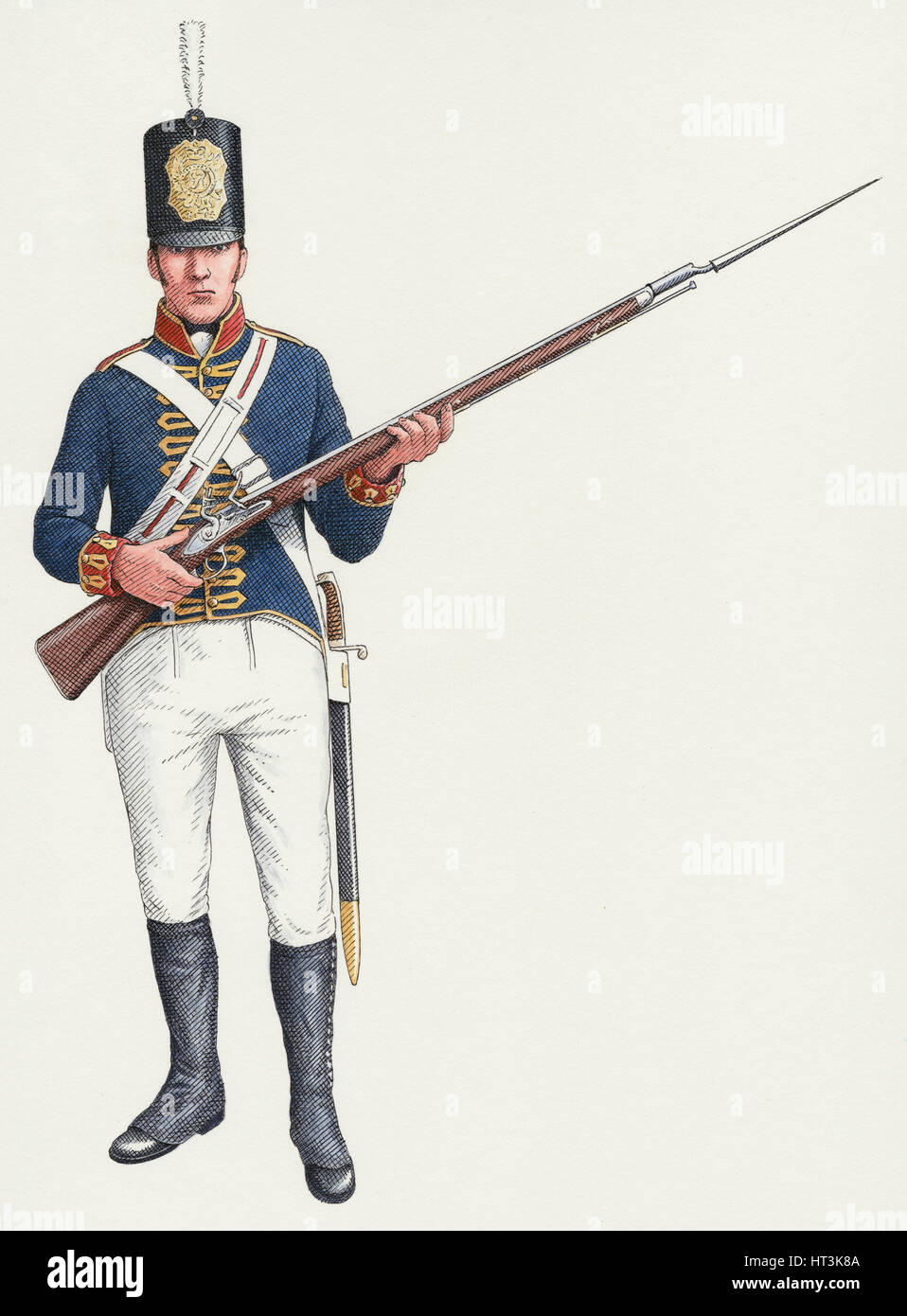 Napoleonischen gewöhnlicher Schütze aus einer königlichen Artillerie ungültig regiment 1803-15, (c2000-2015) Stockfoto