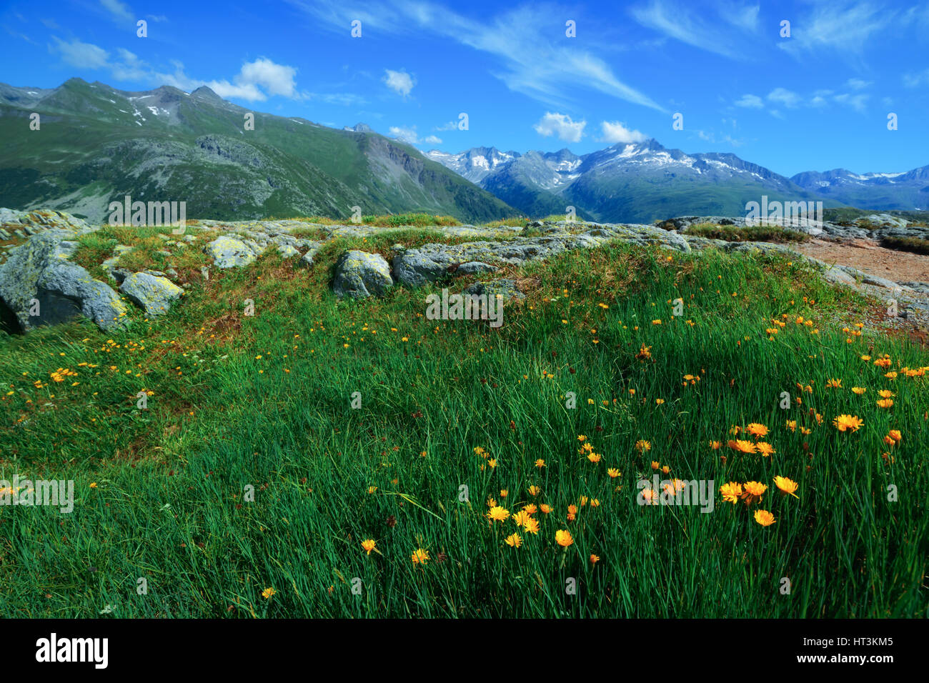 Herrliche Aussicht von der Spitze der Grimselpass. Alpen, die Schweiz, Europa. Stockfoto