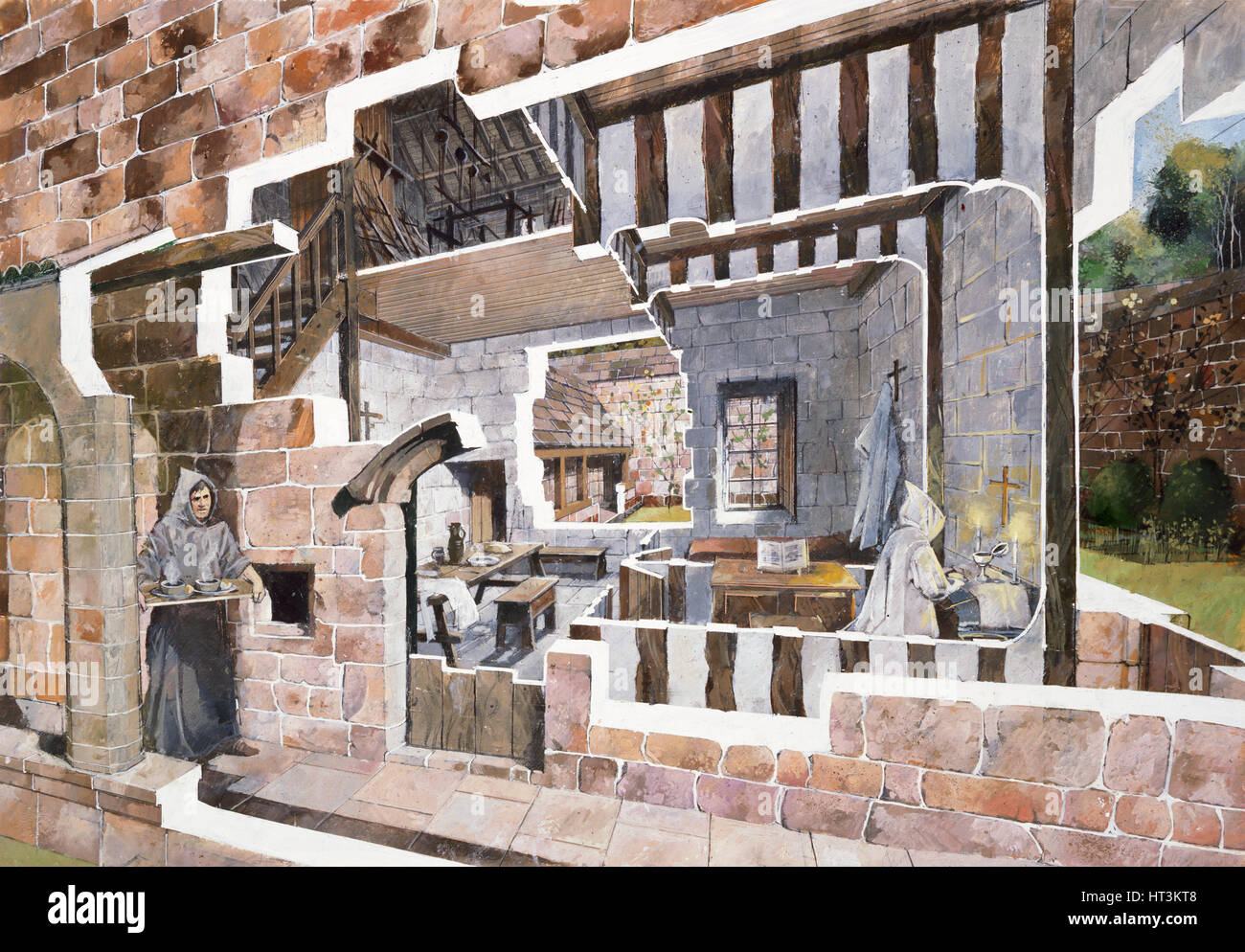 Des Mönchs Zelle, Mount Grace Priory, c15th Jahrhundert, (c1990-2010). Künstler: Ivan Lapper. Stockfoto