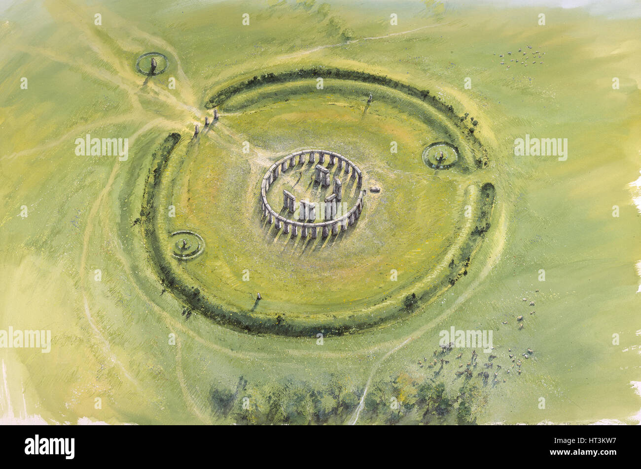 Stonehenge Phase 3, c20th Jahrhundert v. Chr., (c1990-2010). Künstler: Mike Seaforth. Stockfoto