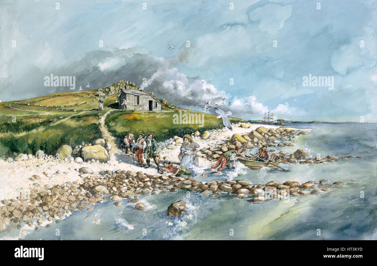 St Helens Quarantänestation, c1764, Isles of Scilly (c1990-2010). Künstler: Peter Dunn. Stockfoto